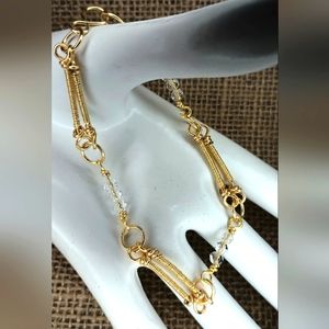 Handmade copper wire Bracelet with Crystal Beads